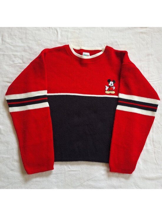 Mickey Unlimited Other - Mickey Unlimited Sweater L Vintage 90s Embroidered Patch Red Black Kids Large